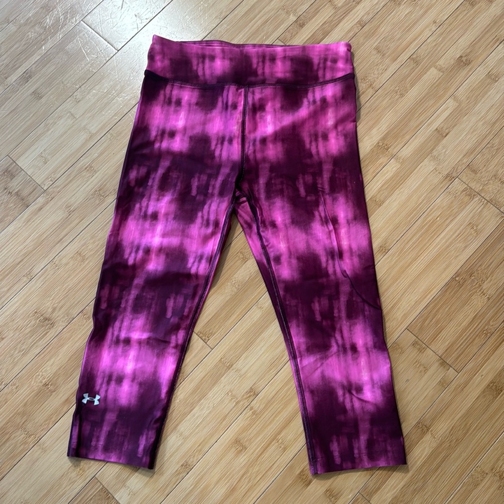 Hot Pink Tie-Dye Heat Gear Compression Under Armour capris workout pants